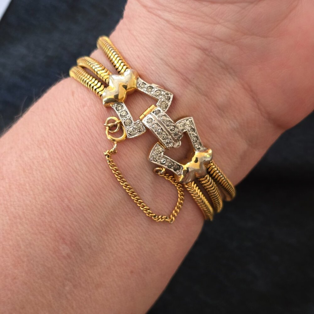 1940s Vintage Rhinestone Bracelet | Elegant Formal | Perfect Condition - Picture 3 of 3